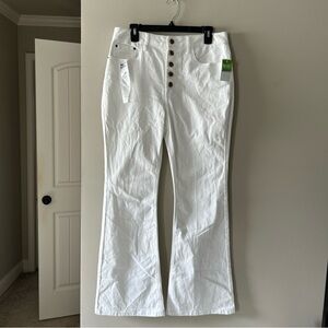 NWT White High-Rise Button-Fly Flare Jeans